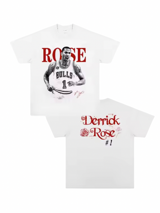 White Derrick Rose T